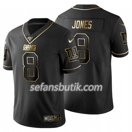 New York Giants Tröjor Daniel Jones 8 Nike Svart Golden Edition 100th - Herr